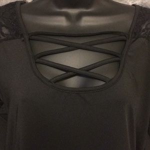 Black long sleeve lace blouse